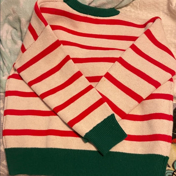 BiBi Red and White Striped Sweater with Green Details - Picture 4 of 4